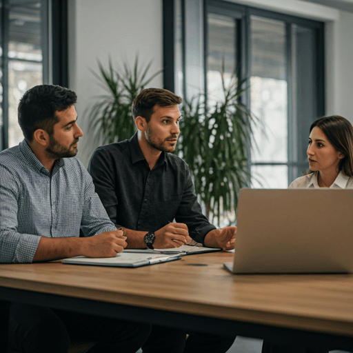 Beratungsgespräch zur Schultransformation in einem modernen Büro